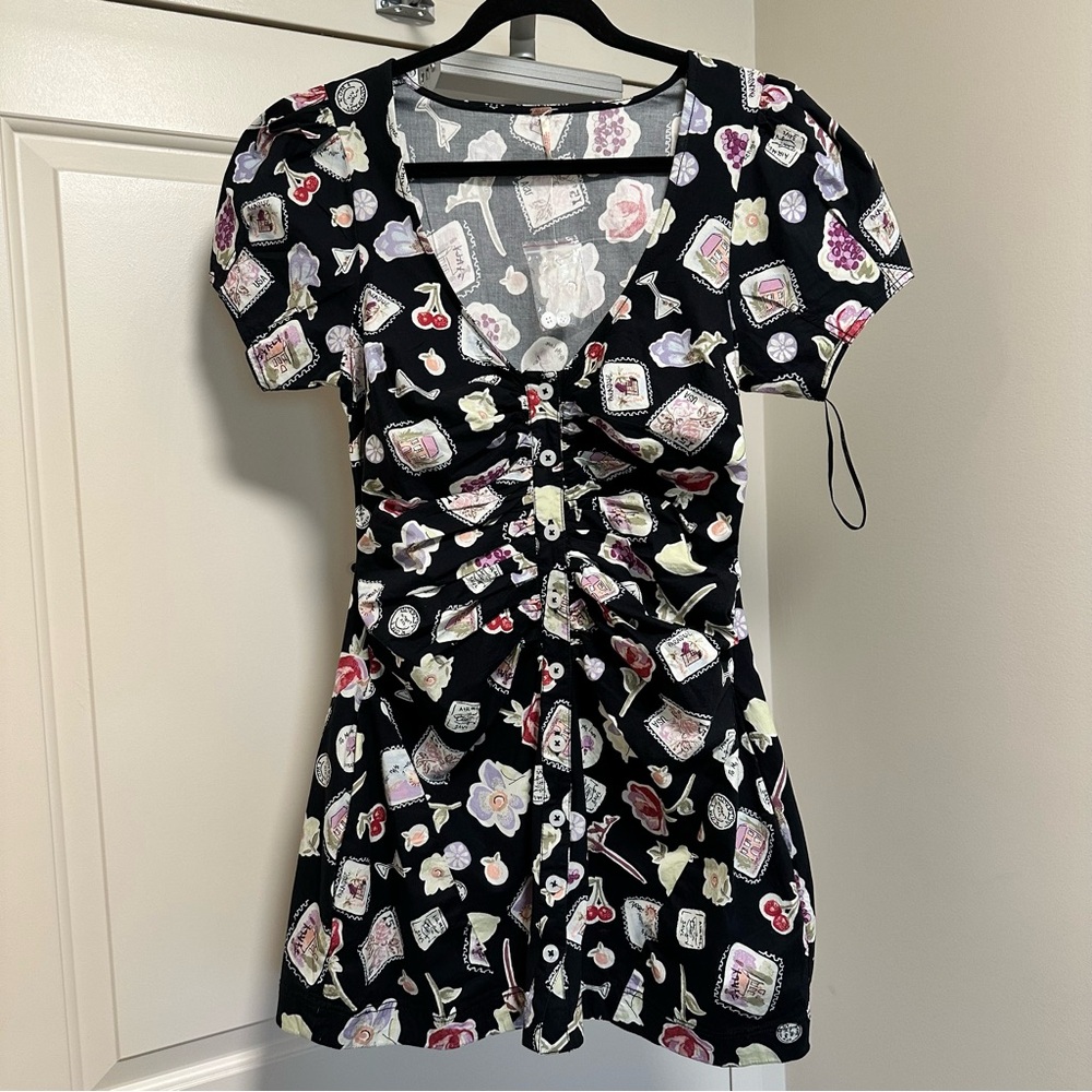 NWOT Free People Oakley Patterned Mini Dress - Picture 2 of 5